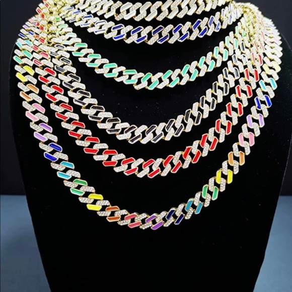 Hottest Cuban Link custom Chain w/ colorful enamel Bestseller Best Gift for men! - Picture 4 of 8